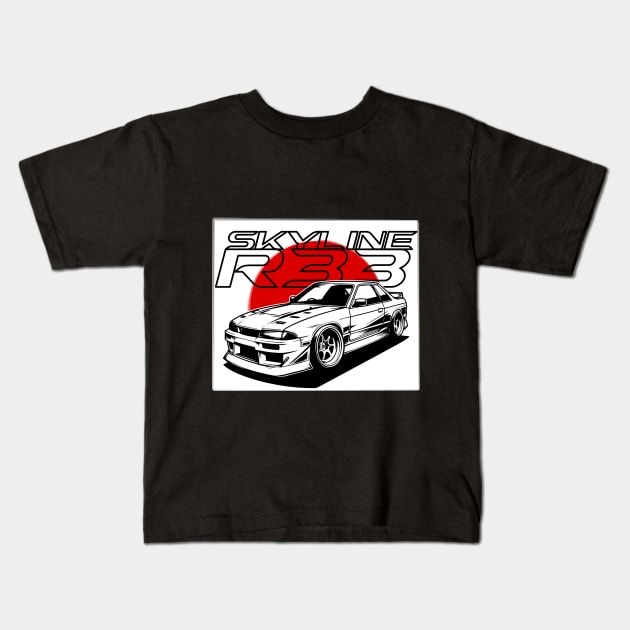 NISSAN SKYLINE R33 Kids T-Shirt by raventink